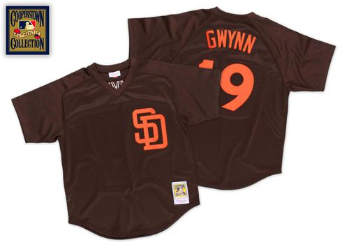 Mitchell And Ness 1985 Padres #19 Tony Gwynn Brown Throwback Stitched MLB Jersey - Click Image to Close